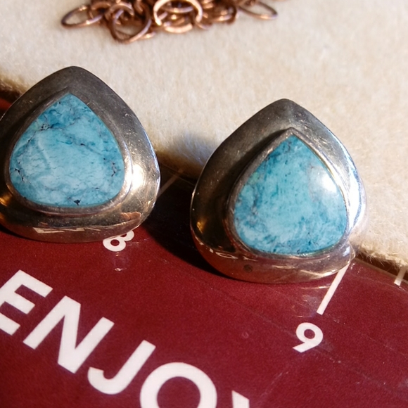 Handcrafted Jewelry - STERLING SILVER TURQUOISE EARINGS